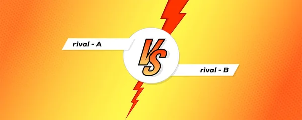 Против экрана. Знамя сравнения с буквами VS на выразительном фоне с эффектом полутона. По сравнению с шаблоном для спортивных мероприятий, вызов или конкурс. Векторный плакат с молнией для супергероя . — стоковый вектор