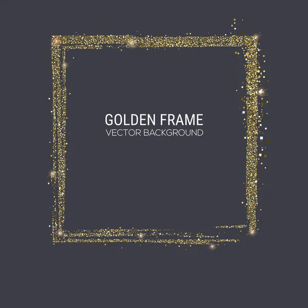 Background with abstract frame in grange style. Brush stroke with golden dust. Vector illustration, eps10 — Stock Vector