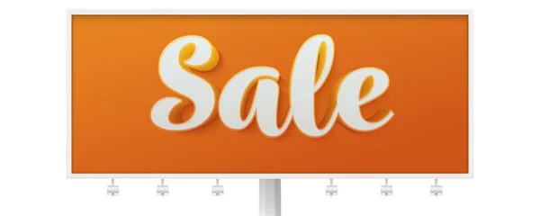 Billboard for Sale auctions. Bright design of sticker, tag or label. Volumetric lettering. 3d vector illustration, eps10. Vintage text on orange background. — Stock Vector