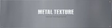 Temiz metal plaka vidayla tutturulmuş. Metal desenli reklamlar için pankart, boş metalik işaret.