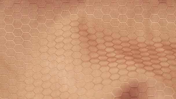 Brown ornamented textile, close shot. Brown diaper texture, an abstract background. Dolly shot of knitted fabric with abstract pattern. — Stock Video