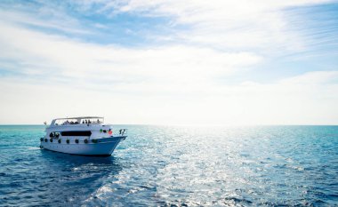 white cruise tourist boat in the Red Sea in Egypt
