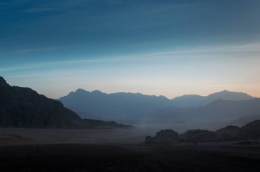 desert with rocky mountains and sky with clouds in the evening in Sharm El Sheikh Egypt
