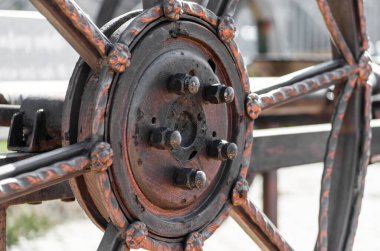 Soyut teknik arka plan yuvarlak metal teçhizatı kapat