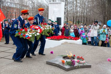 Koryazhma, Arkhangelsk Oblastı, Rusya - 9 Mayıs 2014. Zafer gününün kutlaması