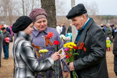 Koryazhma, Arkhangelsk Oblastı, Rusya - 9 Mayıs 2014. Zafer gününün kutlaması