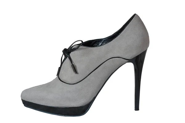 Zapato Mujer Gris Tacón Alto Moda —  Fotos de Stock