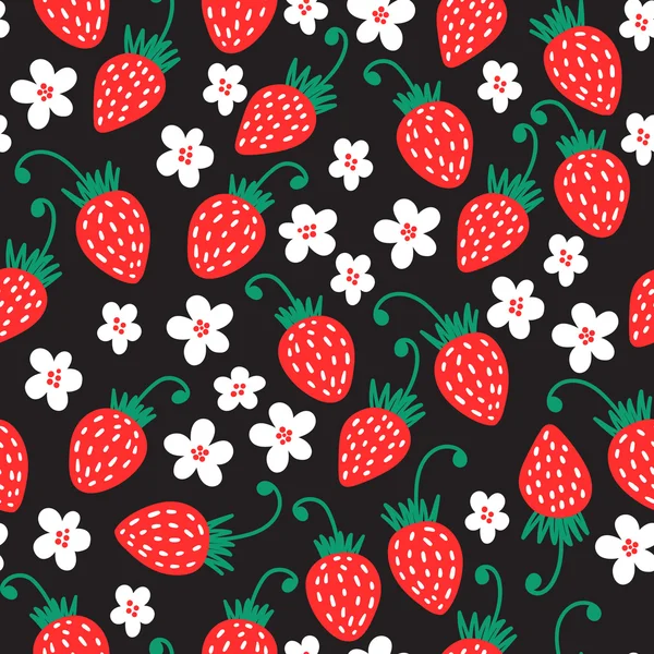 Jordgubb frukt natur mönster — Stock vektor
