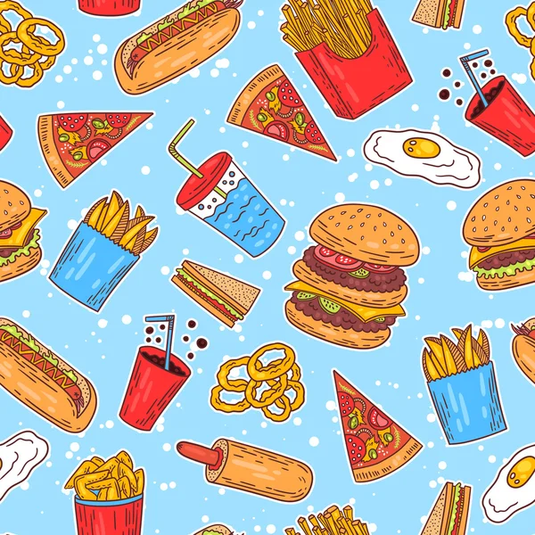 Amerikanisches Burger Food Muster — Stockvektor