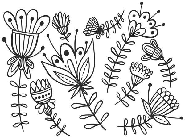 Zentangle flowers line art — ストックベクタ