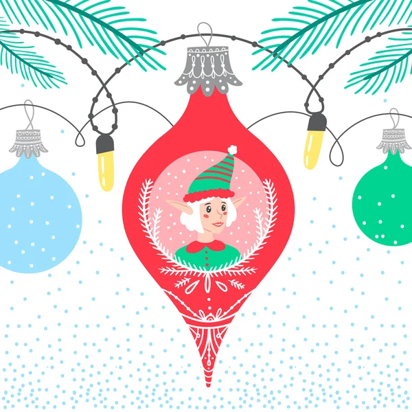 Carte à bulles hiver Noël — Image vectorielle