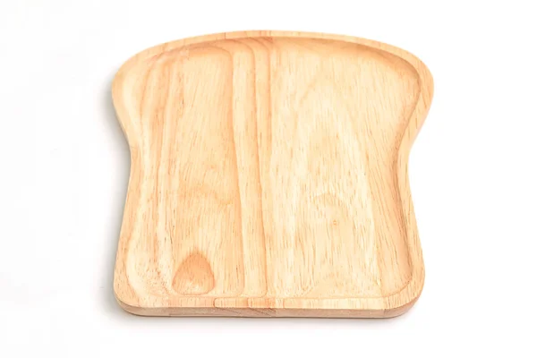 Prato de madeira vazio isolado no fundo branco — Fotografia de Stock