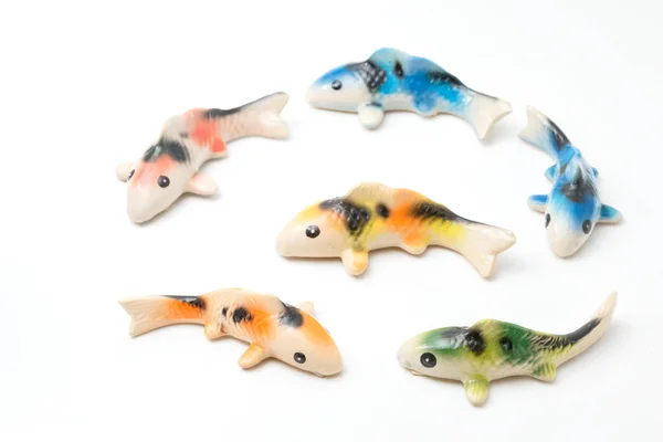 Ceramic of Koi fish sculptors. Use to decorate on the wall. — Stock Photo, Image