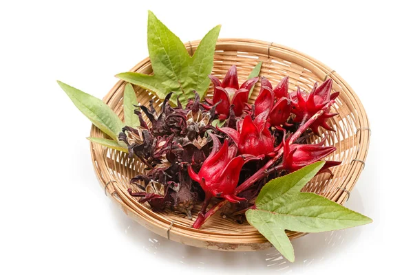 Fresh and dried roselle in the basket — Stock Photo, Image