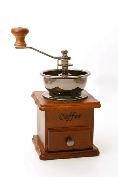 Vintage el ile kahve öğütücü izole beyaz — Stok fotoğraf