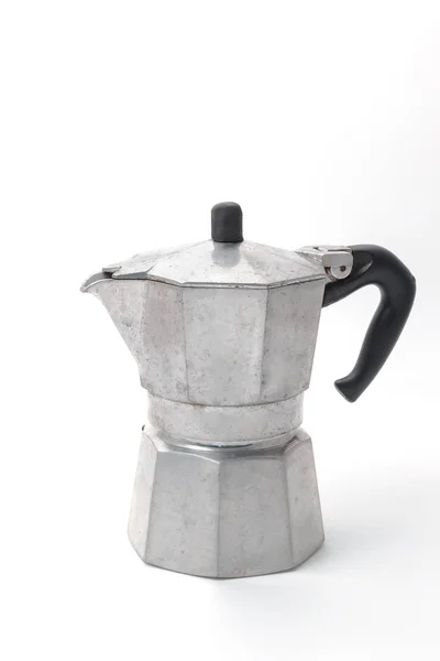 Eski kahve makinesi vintage tarzı üzerinde beyaz izole — Stok fotoğraf
