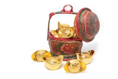 Çin bambu sepette, Çin yeni yılı festival c altın İngotlar