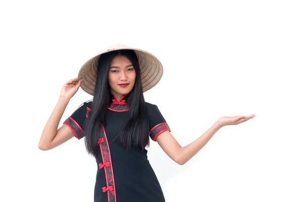 アジアの長い髪の女性ベトナム h ドレス伝統的なチャイナ ドレス — ストック写真