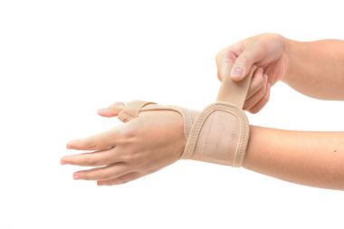 Trauma of wrist in brace.sport injury clipart