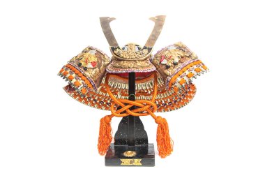 Samuray zırh izole beyaz arka plan üzerinde