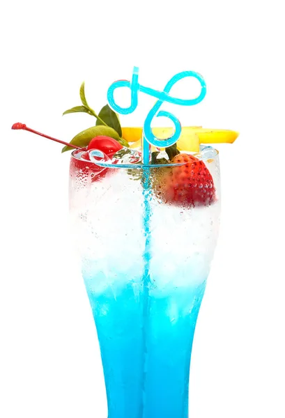 Close up blue hawaii Italian soda with cherry — Stock Photo, Image