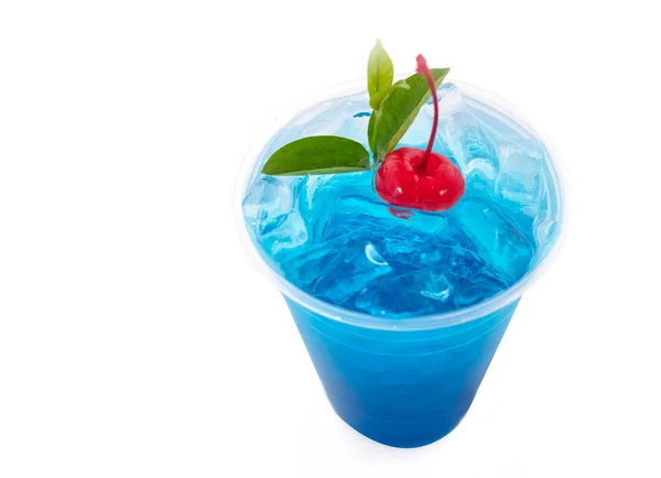 Close up blue hawaii Italian soda with cherry — Stock Photo, Image