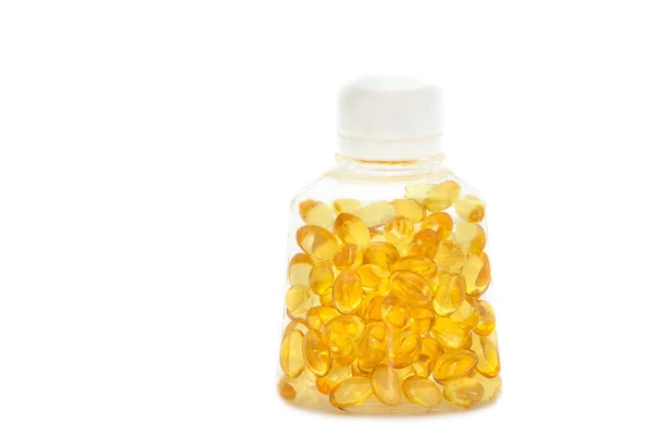 Fish oil capsules in the bottle — Stock Photo, Image