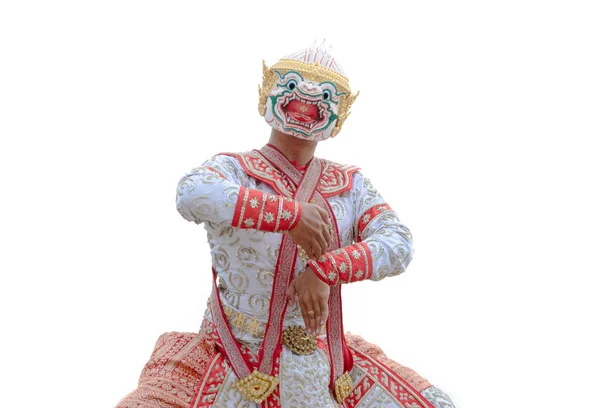 Khon es el arte tradicional de danza dramática de tailandés clásico enmascarado fro —  Fotos de Stock