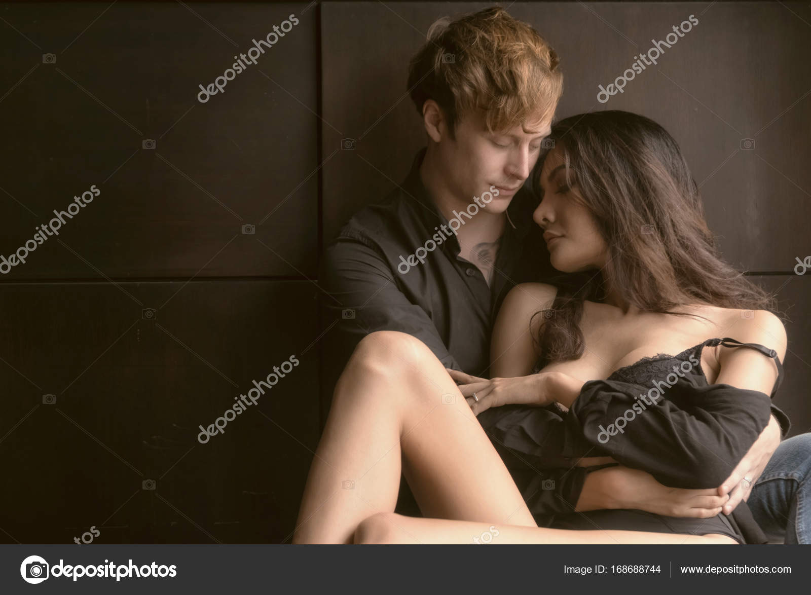 Loving Couple Kissing On The Bedroom Romantic Couple In Love