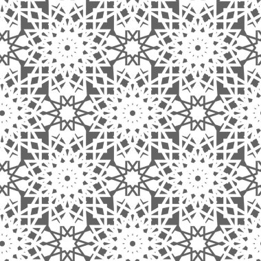 Arapça desen sorunsuz arka plan. Geometrik Müslüman süsleme zemin. İslam doku gri vektör çizim