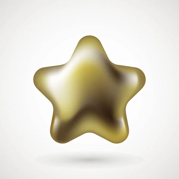 Ouro grande estrela balão metálico isolado em um fundo branco. Decorações de festa casamento, aniversário, celebração, aniversário, prêmio. Brilhe Balão dourado —  Vetores de Stock