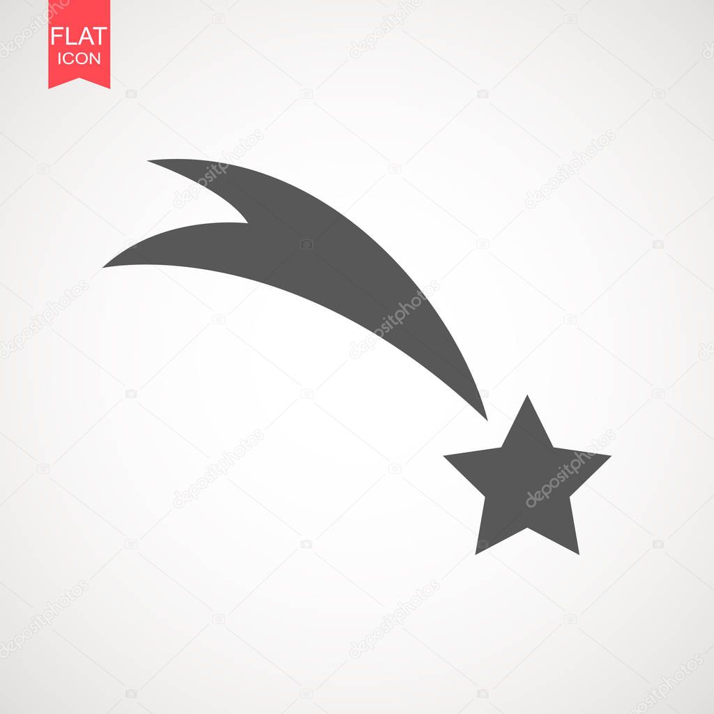 Falling star vector . Shooting star isolated from background. Icon of meteorite or comet with tail
