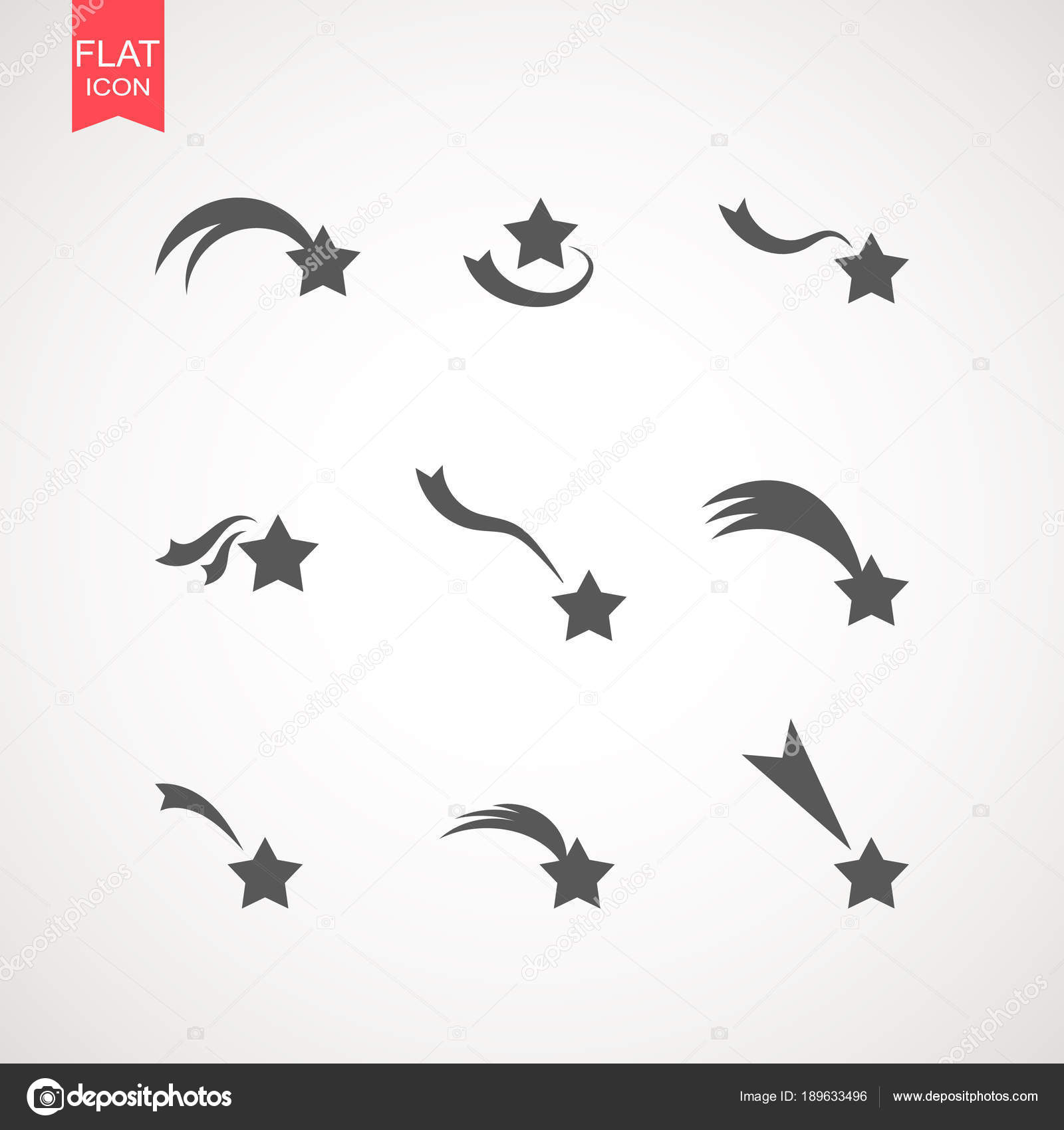 La caída de estrellas vector conjunto. Estrellas fugaces aisladas del  fondo. Icono de meteorito o cometa con cola Vector de stock #189633496 de  ©aygunaliyeva, image size:1600x1700