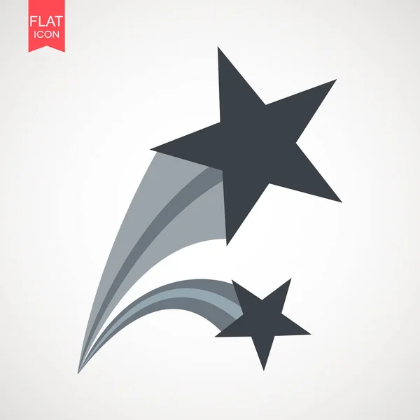 Grey falling star vector . Shooting star isolated from background. Icon of meteorite or comet with tail — Stock Vector