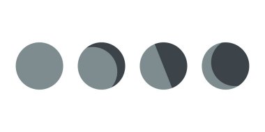 Ay evreleri, astronomi Icon set. Moon aşama simgesini düz stil gri arka plan üzerinde izole. Tasarımınızın, logo. Vektör çizim.