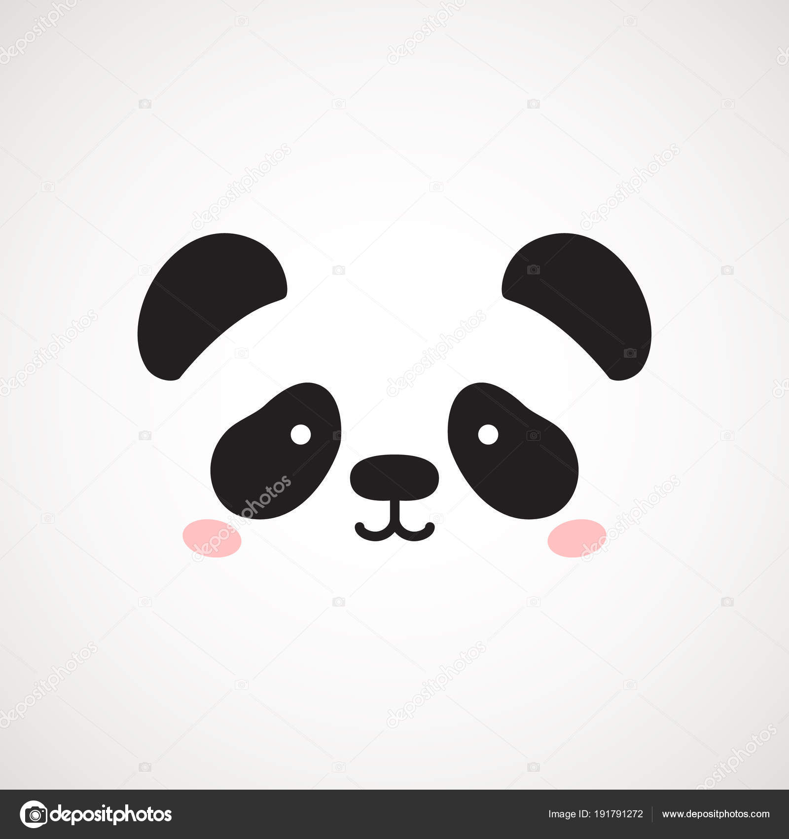 Logotipo do ícone do vetor de desenho de rosto de panda bonito isolado em  branco