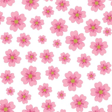 Kiraz veya Sakura çiçek seamless modeli öğe. Arka planlar için zarif dokusu. Tarz bahar çiçekleri ile Seamless modeli. kiraz, Erik veya sakura - sorunsuz vektör desen çiçekli