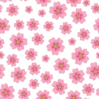 Kiraz veya Sakura çiçek seamless modeli öğe. Arka planlar için zarif dokusu. Tarz bahar çiçekleri ile Seamless modeli. kiraz, Erik veya sakura - sorunsuz vektör desen çiçekli