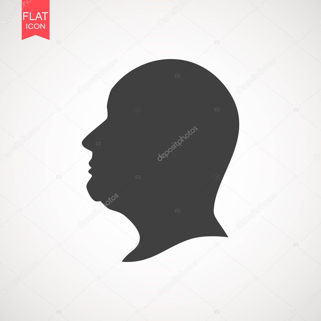 Human head silhouette. It can be used as part of various graphic compositions, or in itself