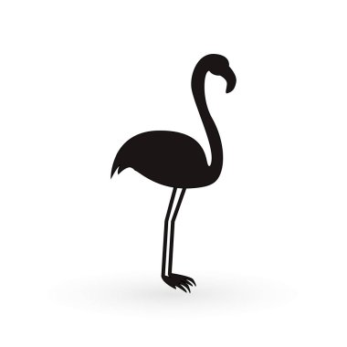 Pembe flamingo. Vektör çizim. Beyaz arka plan üzerinde izole. Kuş çizim tasarım arka plan üzerinde.