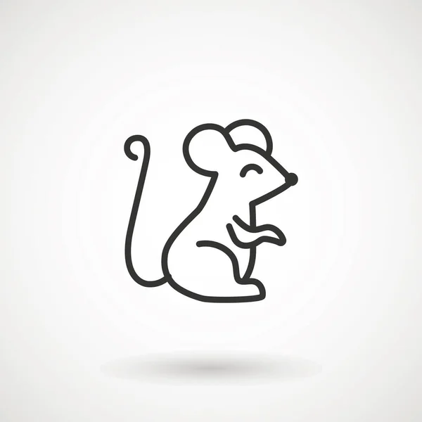 Ícone do vetor do rato. Figura vetorial de linha do mouse. Vector delinear animal floresta para web e design. Chinês horóscopo ícone linha fina . —  Vetores de Stock