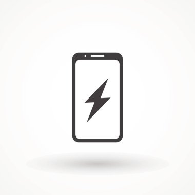 Telefon vektör şablonu elektrik veya gök gürültüsü sembolü ile şarj ediliyor. Akıllı Telefon Mobil Cep Telefonu Enerji logosu Simgesi Elementi