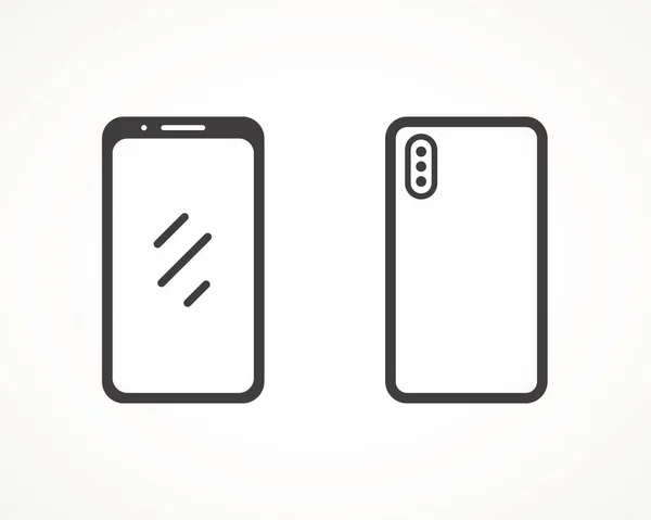 Ikona smartfona. Widok z przodu i z tyłu. przednia i tylna strona smartfona nowoczesny ekran dotykowy izolowany na białym tle. komórka komórkowa komórkowa odizolowana w kolorze białym — Wektor stockowy