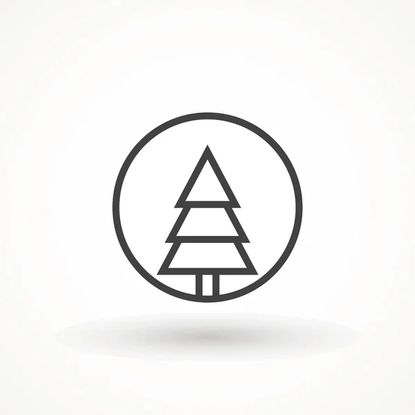Рождественская елка Иконка дерева в плоской конструкции. Рождественский мультфильм на фоне. Весёлой ели ели. Зимняя иллюстрация изолирована на белом. Пайн — стоковый вектор