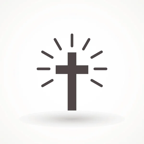 Religión cruz icono vector ilustración sobre fondo blanco. símbolo del icono de la cruz cristiana — Vector de stock