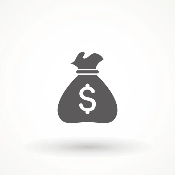 Tas met geld met dollar teken business vector pictogram — Stockvector