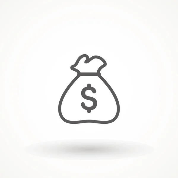 Tas met geld met dollar teken business vector pictogram — Stockvector