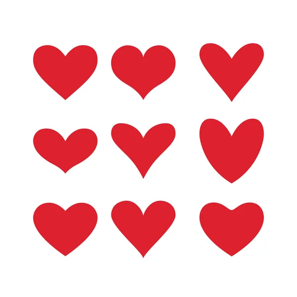 Hearts icon. Set of various simple red vector heart icons — Stock Vector