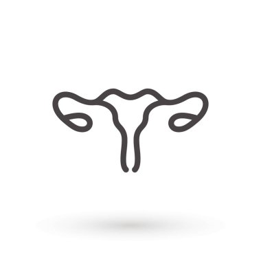 Kadın üreme sisteminin anatomisi. Kadın uterus ikonu. Beyaz arkaplanda izole vektör illüstrasyonu