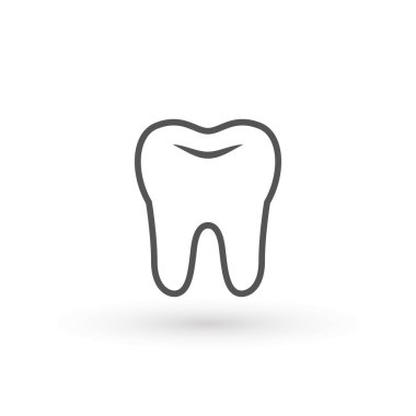 Diş sağlığı ikonu, diş ikonu, dişçi düz vektör sembolü. Mobil kullanıcı arayüzü için temiz diş, dişçilik sembolü, bakım, dişçi, tıbbi işaret